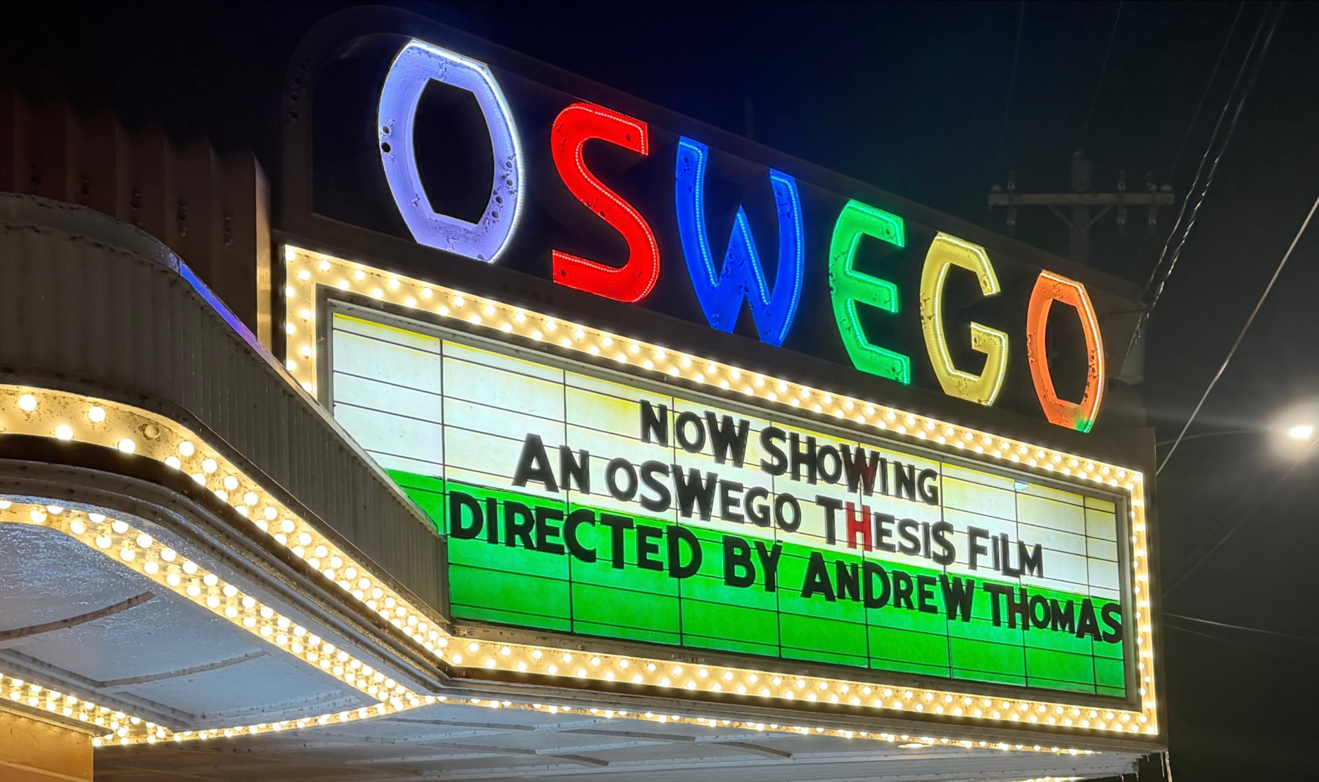 Now Showing — Thesis Documentary marquee poster